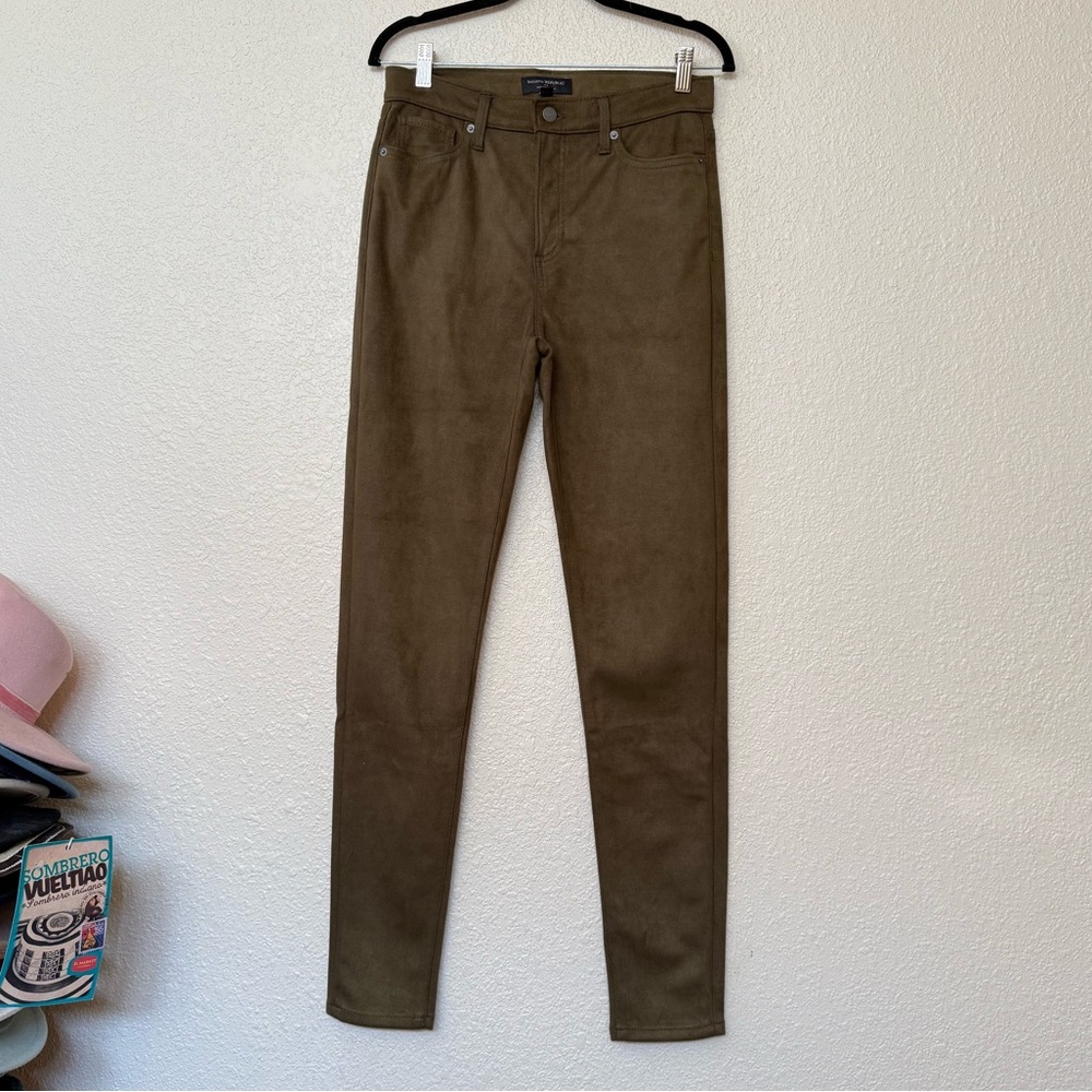 Banana Republic Olive Green Faux Suede Skinny Pants Size 28 Tall